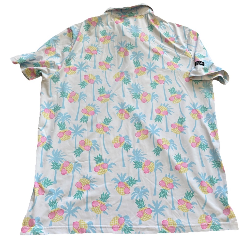 SUNDAY SWAGGER Tropical Print Men's Polo Shirt Size Large Novelty Vacation Fun - Picture 2 of 7